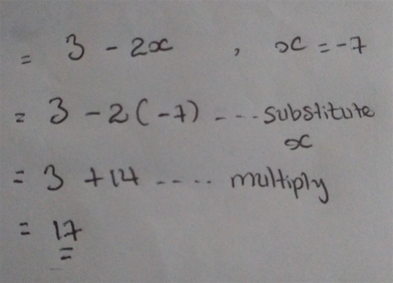 3 - 2x x = -7 Pls help-example-1