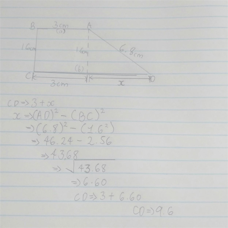 The length of line segment AD is 6.8 cm. The length of line segment AB is 3 cm. The-example-1