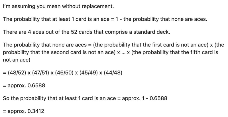 35. Five cards are drawn from a deck. Find the probability of the specified event-example-1