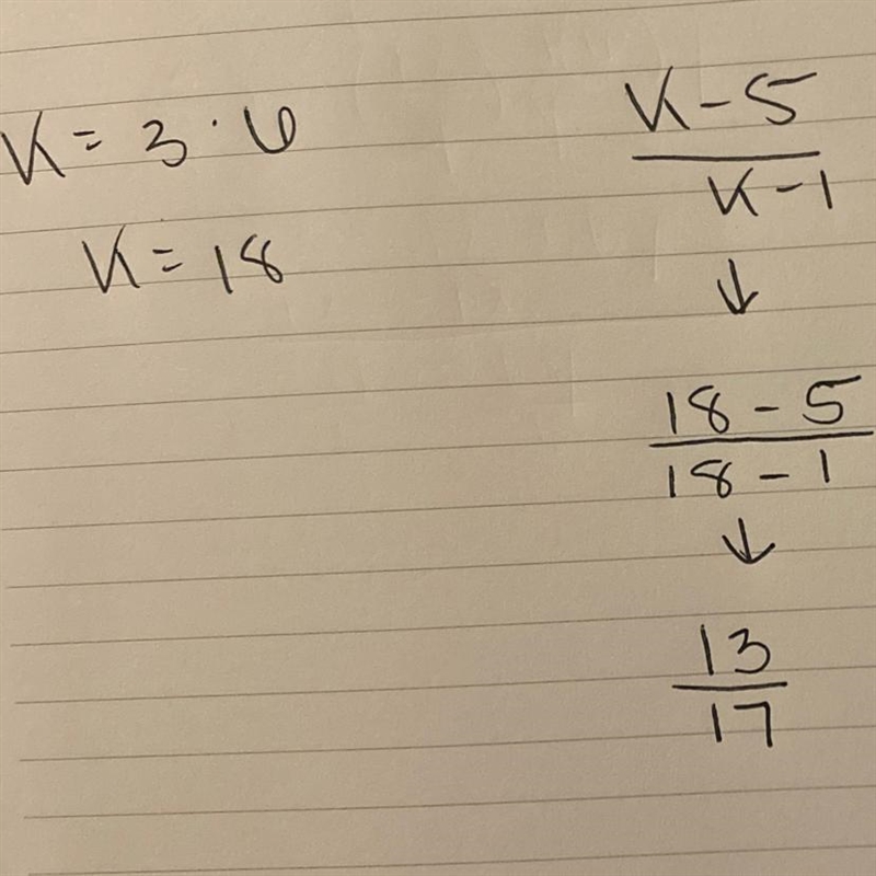 Find the sum. sum_k=3*6 k-5/k-1-example-1