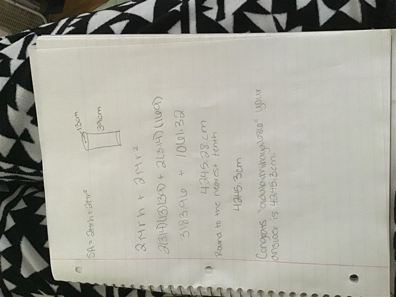 Find the surface area of the cylinder. Round your answer to the nearest tenth.-example-1