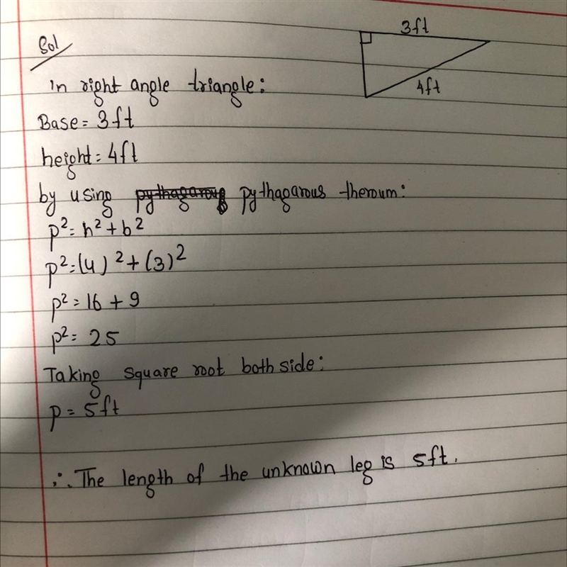 What is the length of the unknown leg of the right​ triangle?-example-1