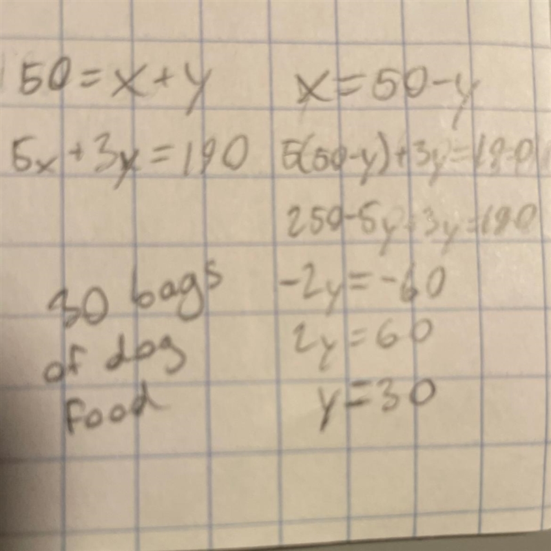 (14 points, please asap) Seed corn was $5 and dog food was $3 a bag. Joe bought 50 bags-example-1