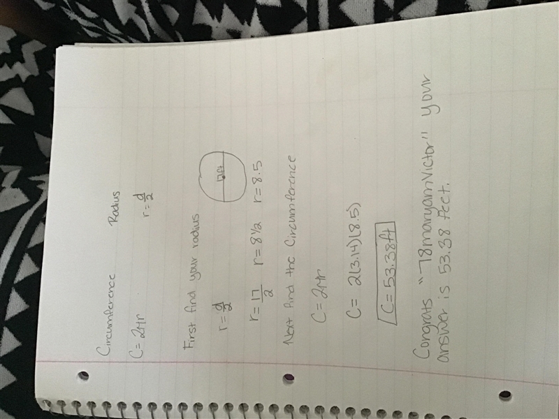 Find the circumference of the circle. Use 3.14 for π.-example-1