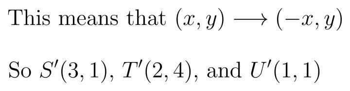 If ΔSTU is reflected over the y-axis, what are the coordinates of the vertices of-example-1