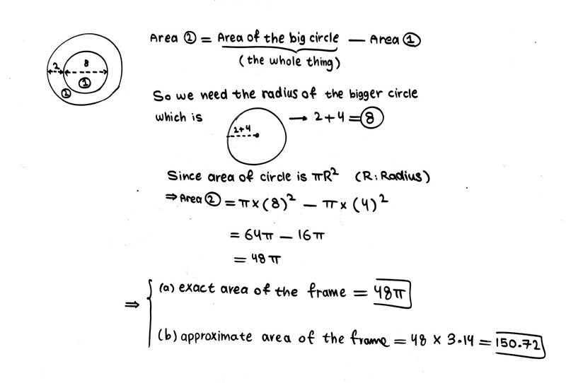 100 points: A small circular mirror has a 2 cm frame around it. The mirror itself-example-1