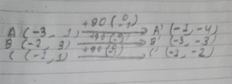 Triangle ABC has vertices A(–3, 1), B(–2, 3) and C(–1, 1). Find its image after a-example-1