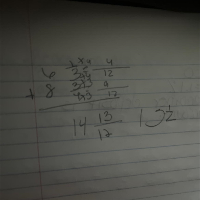 Perform the indicated operation. 6 1/3 + 8 3/4 A 14 1/4 B 15 1/12 C 13 1/4 D 15 3/7-example-1