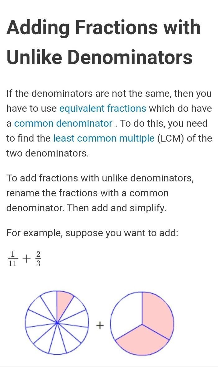 Hi, it's me! How to add fractions with unequal denominators?-example-1