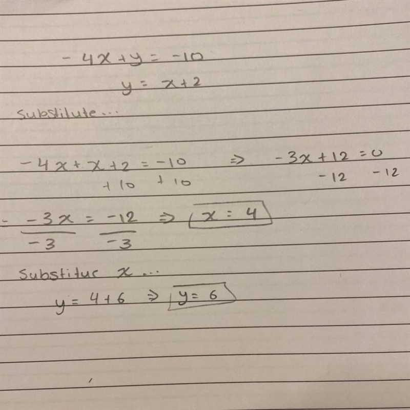 (Will give 20 points) Find the solution to the system of equations by substitution-example-1