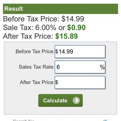 What is the best estimate of a 6% sales tax on a $14.99 compact disc? A) $.06 B) $.60 C-example-1