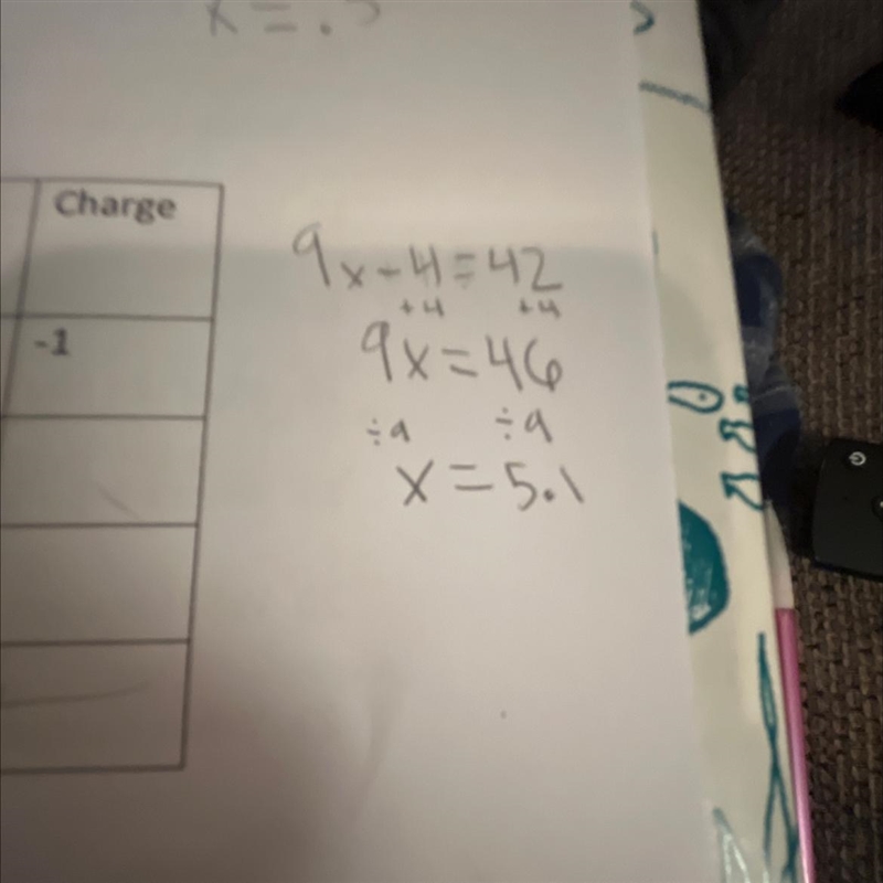 The difference between nine times a number and four is forty-two. What is the number-example-1