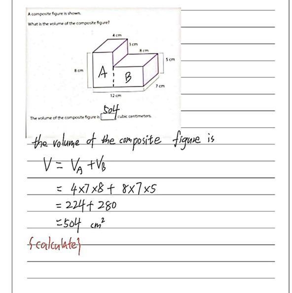 A composite figure is shown, what is the volume of the composite figure?-example-1