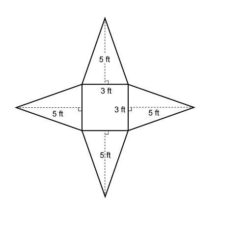 What is the surface area of the square pyramid represented by the net?-example-1