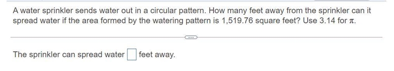 How many feet away from the sprinkler can it spread water if the area formed by the-example-1