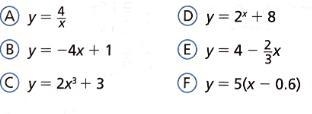 Which of these functions are linear? Select all that apply.-example-1