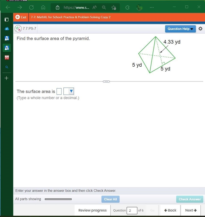 Find The Surface Area Of The Pyramid-example-1