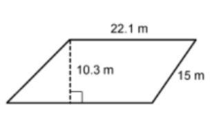 what is the area of this parallelogram 74.20 meters squared 154.50 meters squared-example-1