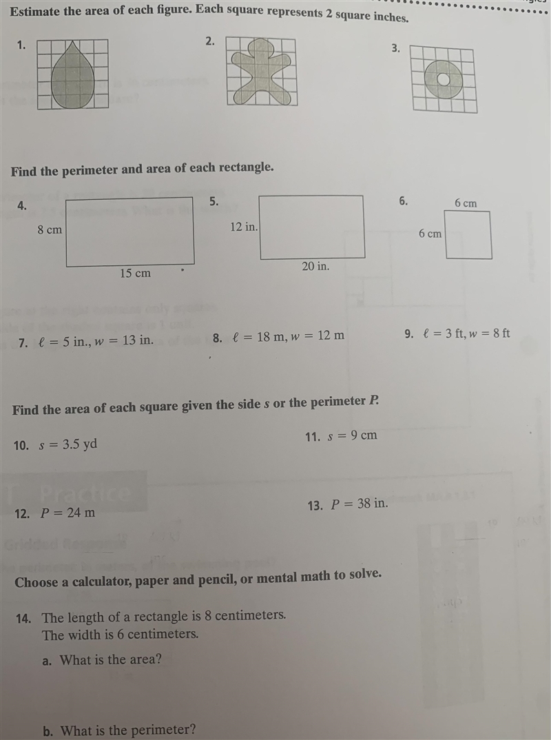 Perimeters and Areas of rectangles (PLEASE HELP)-example-1