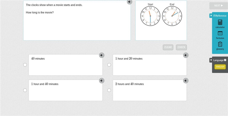 The clock shows when the movie starts and ends-example-1