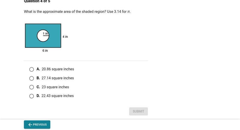 What is the approximate area of the shaded region? Use 3.14 for pi Please do step-example-1