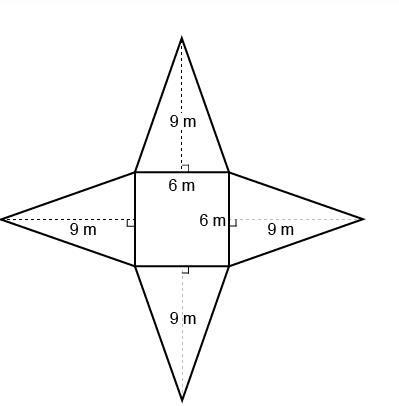 Help me What is the surface area of the square pyramid represented by the net?-example-1