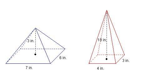 Which pyramid has a greater volume, and how much greater is its volume? A rectangular-example-1