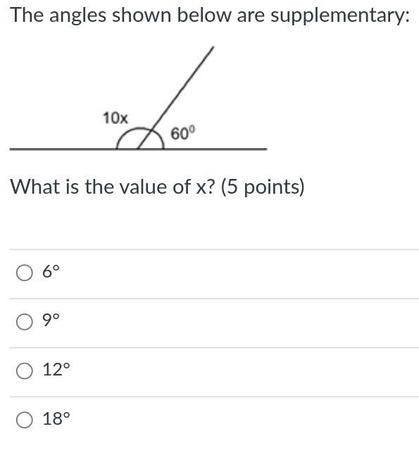 The angles shown below are supplementary: What is the value of x? (SCREENSHOT BELOW-example-1