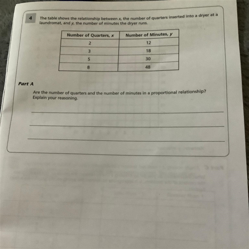 4 The table shows the relationship between x, the number of quarters inserted into-example-1