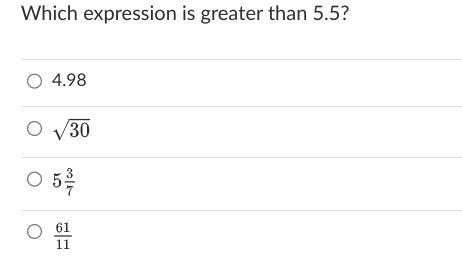 Which expression is greater than 5.5? Group of answer choices-example-1