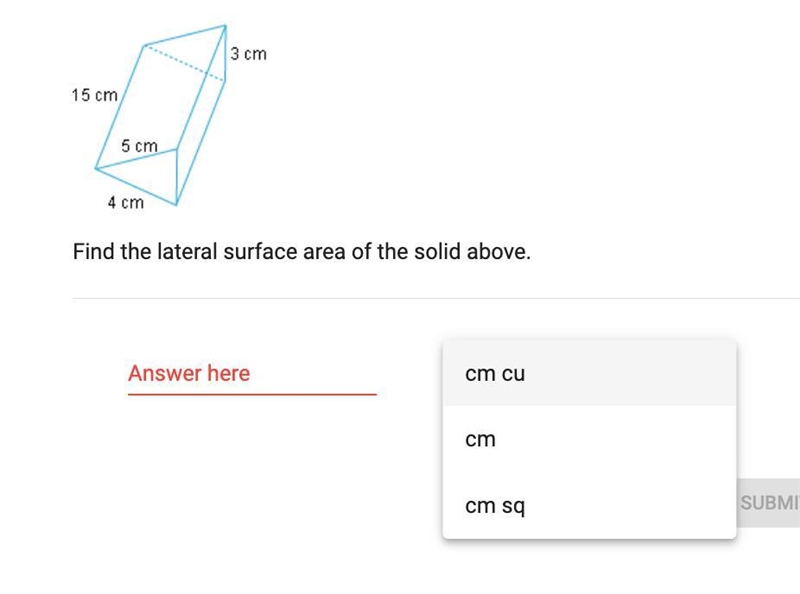 Find the lateral surface area of the solid above.-example-1