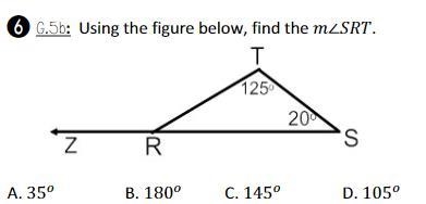 Using the figure below, find m∠SRT.-example-1