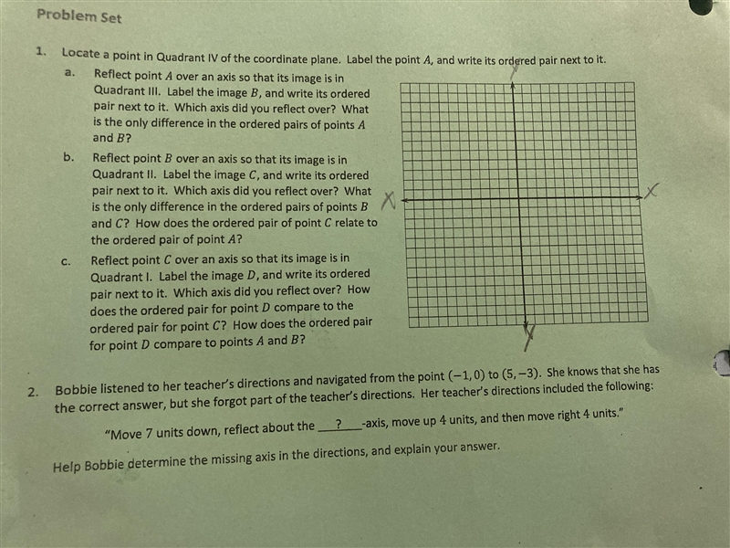 SOMEONE PLEASE HELP Locate a point in quadrant IV of the coordinate plane. Label the-example-1