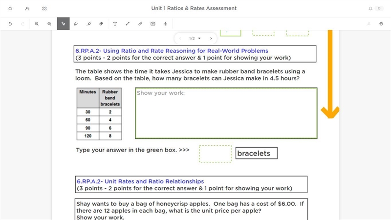 The table shows the time it takes jessica to make rubber band bracelets using a loom-example-1