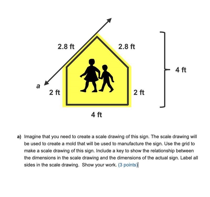 100 POINTS: How do I create a scale drawing of this sign? Also answer the question-example-1