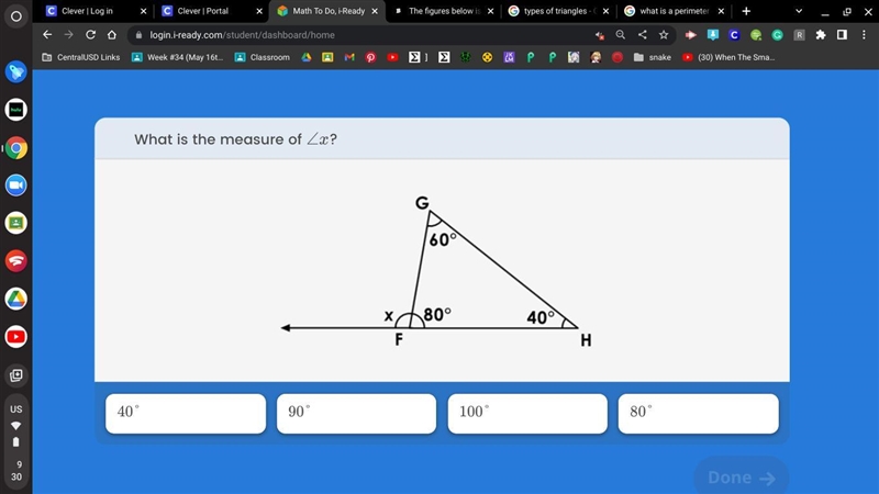 What is the measure of ∠x-example-1