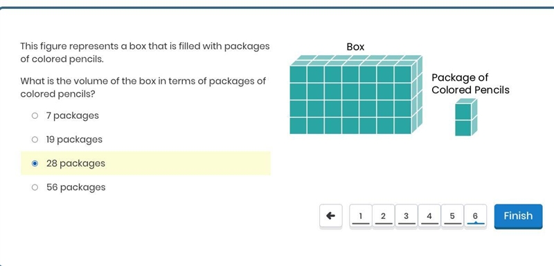 This figure represents a box that is filled with packages of colored pencils. What-example-1