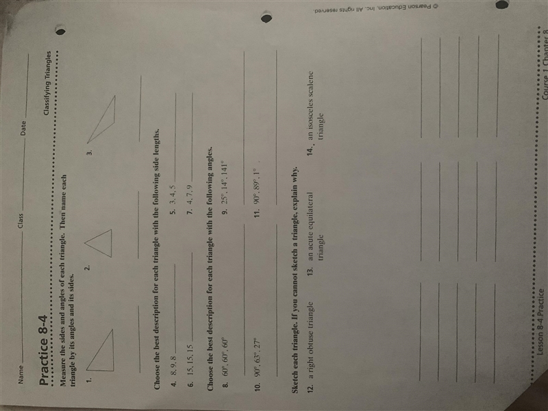 Special Pairs of angles and Classifying Triangles (PLEASE HELP)-example-1