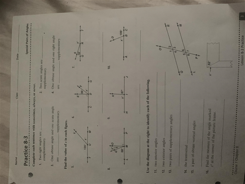 Special Pairs of angles and Classifying Triangles (PLEASE HELP)-example-2