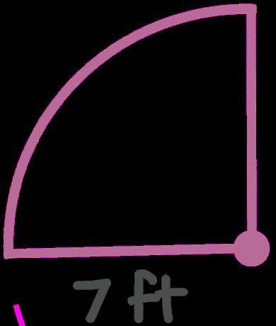 What would be the formula for this 1/4 circle with the radius as 7ft??-example-1