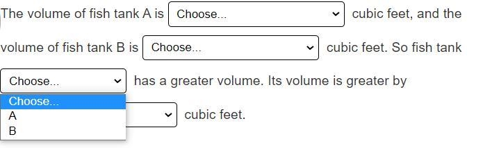 Two fish tanks have measurements as shown. Which tank has a greater volume? How much-example-4