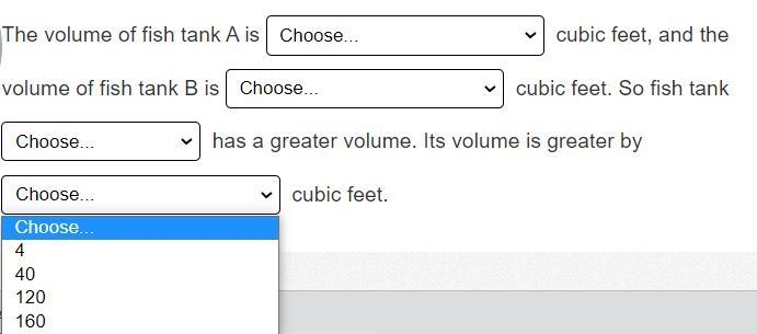 Two fish tanks have measurements as shown. Which tank has a greater volume? How much-example-5