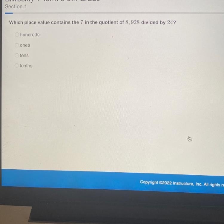 Which place value contains the 7 in the quotient of 8,928 divided by 24?-example-1