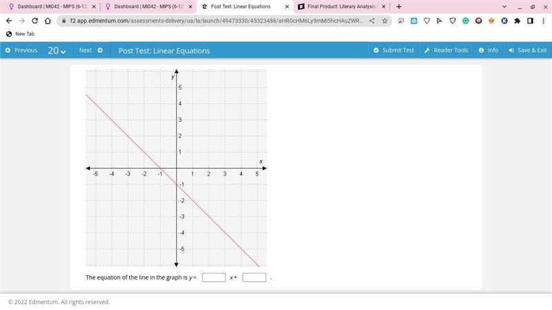 ASAP QUESTION The equation of the line in the graph is y = x + . linear equations-example-1