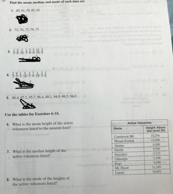 Find the mean median and mode of each data set (please explain how you got your answer-example-1