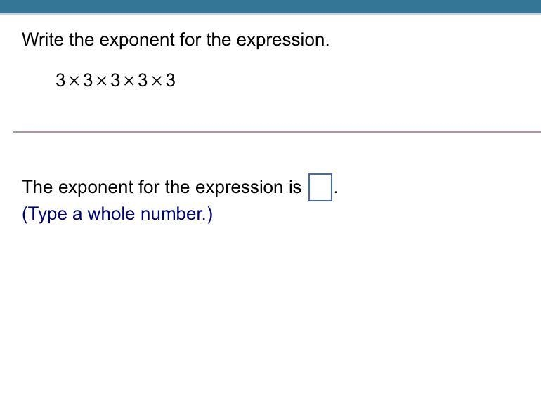 Write the exponent for the expression.-example-1