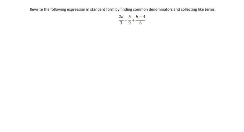 Rewrite the following expression in standard form by finding common denominators and-example-1