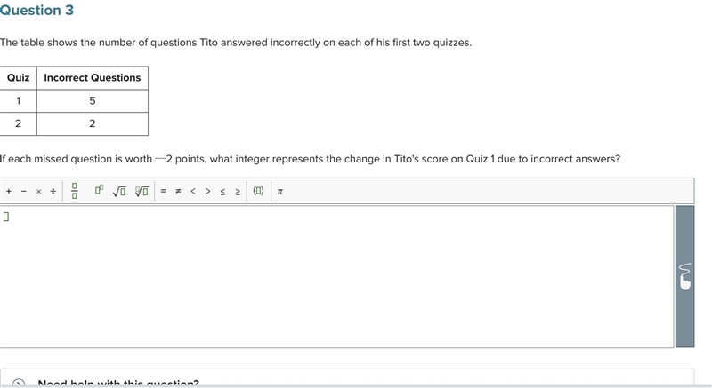 Question 3 The table shows the number of questions Tito answered incorrectly on each-example-1