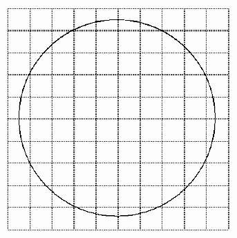 21. Referring to the figure, the circle shown is drawn on grids. Find A ÷ r and A-example-1