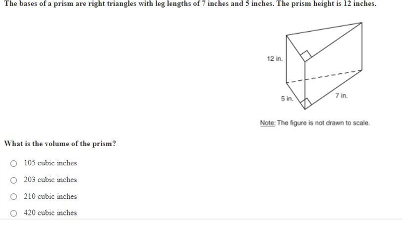 The bases of a prism are right triangles with leg lengths of 7 inches and 5 inches-example-1